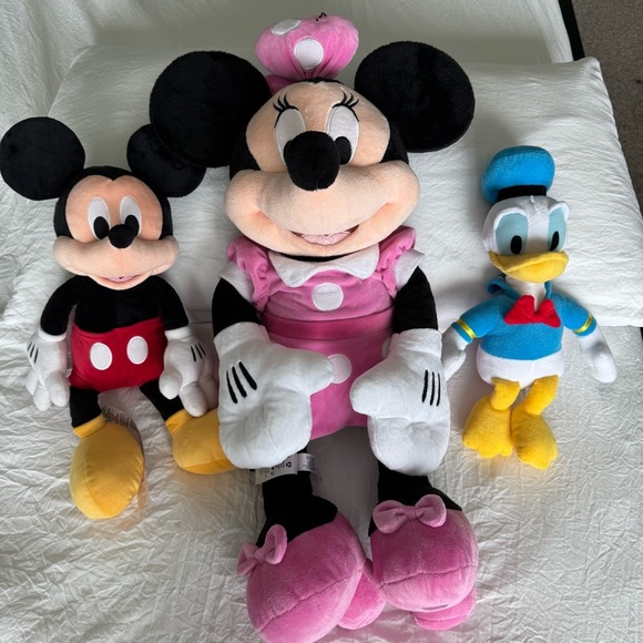 Disney Mickey, Minnie, and Donald Plush Trio - Black, Pink, Yellow - Picture 1 of 4